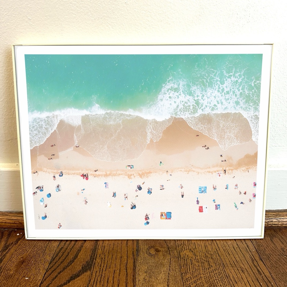 Coastal Aerial Beach Photography Framed Art Print NWOT